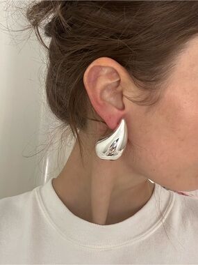 Large silver tear drop earrings